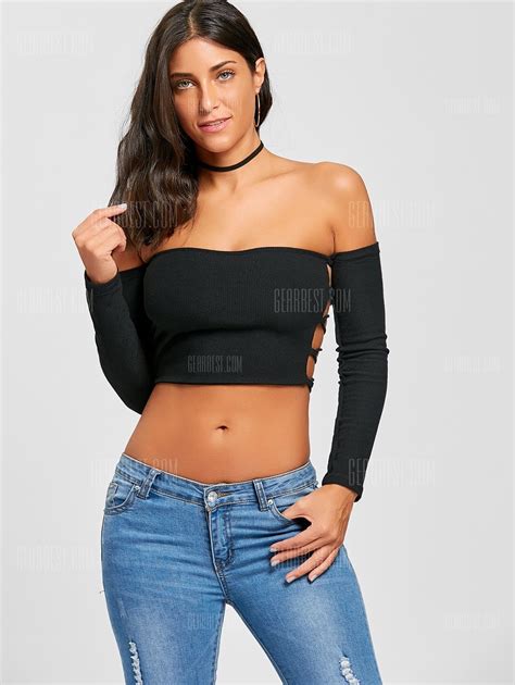 Lace Up Backless Long Sleeve Crop Top 2394 Free Shipping Crop