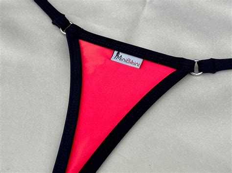 Mini Bikini Set Red Black Extreme Micro Mini Bikini Thong G String