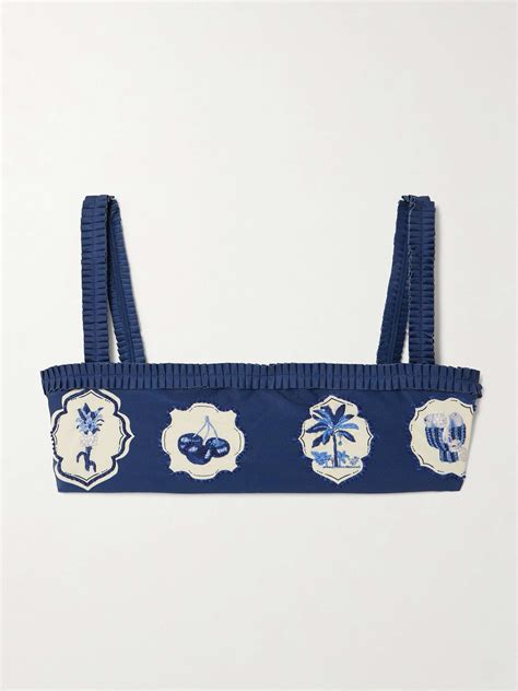 Agua By Agua Bendita Olmo Wild Embellished Printed Recycled Bikini Top Net A Porter