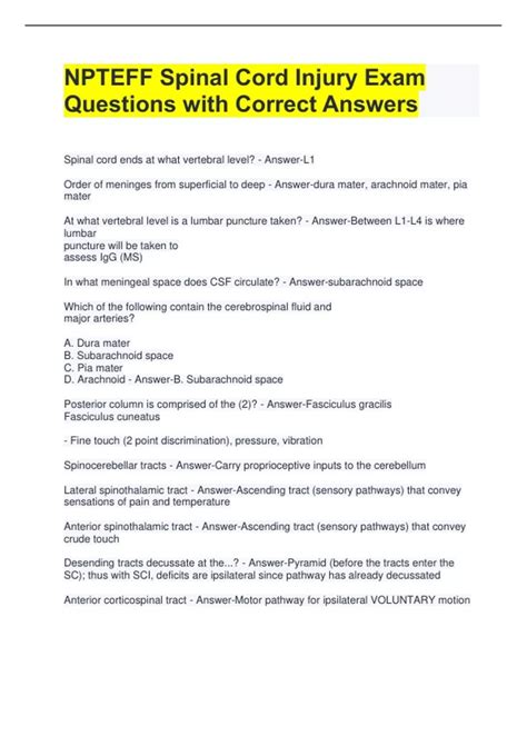 Spinal Cord Multiple Choice Questions And Answers 11