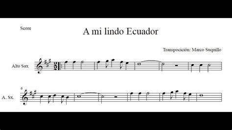 A Mi Lindo Ecuador Partitura Y Pista Para Saxo Alto Leer La