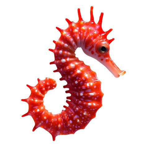 Vibrant Red Seahorse Swimming Gracefully in the Ocean Environment
