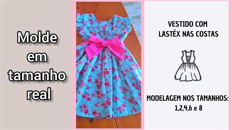 Molde Tamanho Real Em Pdf Vestido Infantil Lastex Nas Costas