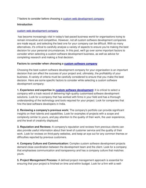 Ppt 7 Factors To Consider Before Choosing A Custom Web Development