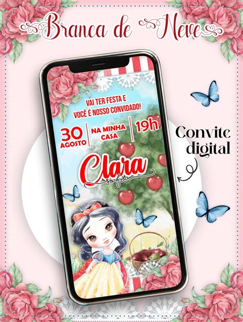 Convite Digital Branca De Neve Cute Elo Produtos Especiais