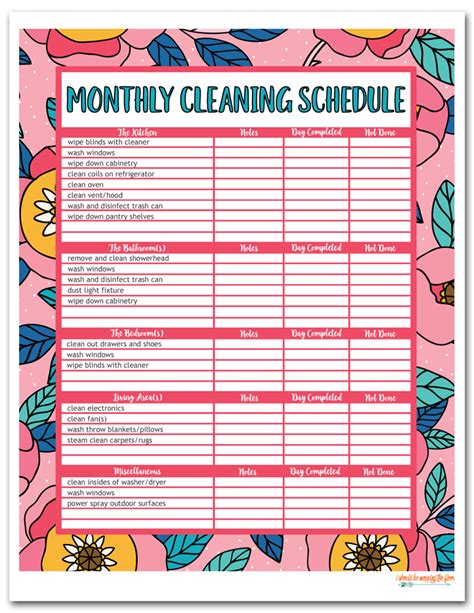 Printable House Cleaning Schedule