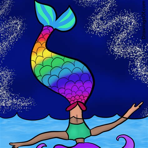 Mermaid Tail Drawing Easy Cute Instructions Drawings Of