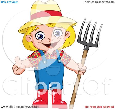 Royalty Free Rf Clipart Illustration Of A Happy Blond Girl Farmer