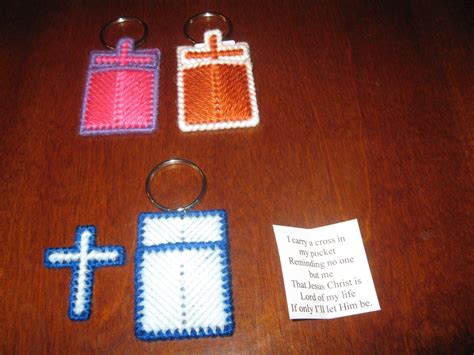 Plastic Canvas Cross In My Pocket Keychain Design 3