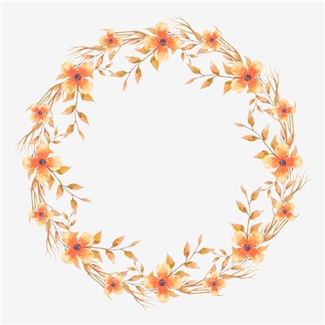 Beautiful Watercolor Orange Style Floral Wreath Wreath Watercolor