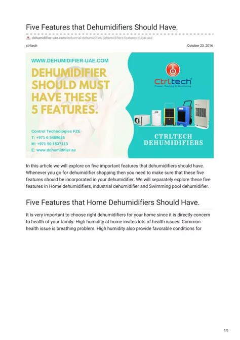 PPT - Five Features that Dehumidifiers Should Have. #Dehumidifier # ...