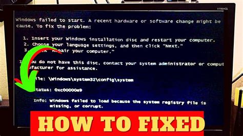 Fix Windows Failed To Load Because The System Registry File Is Missing