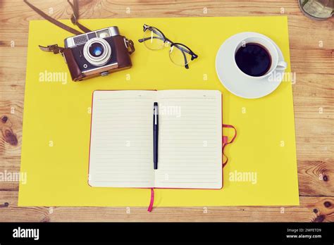 Everything a budding photographer needs. High angle shot of a creative ... 