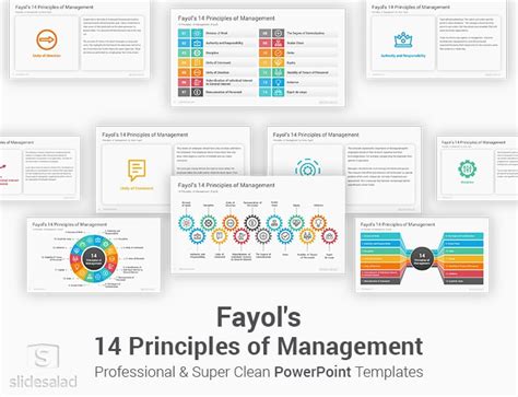 Fayols 14 Principles Of Management PowerPoint Template SlideSalad