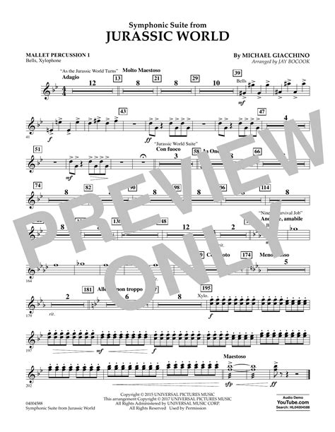 Jurassic World Symphonic Suite Mallet Percussion 1 By Jay Bocook Sheet Music For Concert