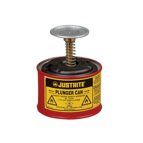 Justrite Plunger Dispensing Can 1 Pint Perforated Pan Screen Serves