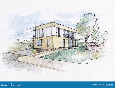 Modern Architecture House Design Sketch