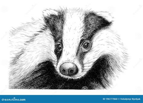 Badger Sketch Vector Graphics Black And White Drawing | CartoonDealer ...