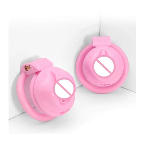 Sissy Pink Pussy Chastity Cage Small Chastity Device With 4 Sizes Arc Penis Rings Bondage Lock