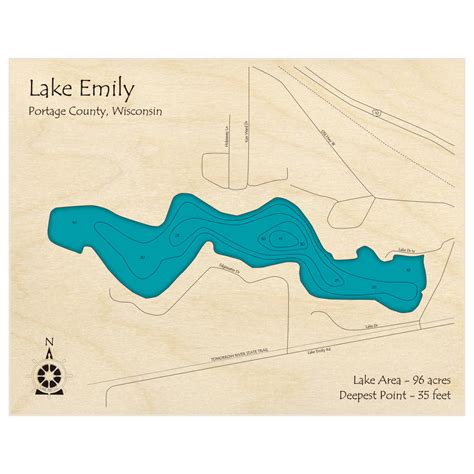 Lake Emily 3d Custom Wood Map Lake Art Llc