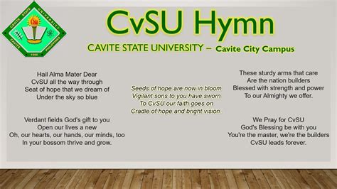 Cavite State University Hymn Cvsu Hymn With Lyrics And Vocals Youtube