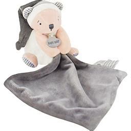 Doudou petit ourson et son mouchoir gris Baby Nat Intermarché