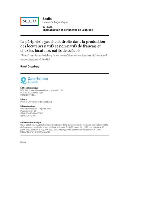 PDF La périphérie gauche et droite dans la production des locuteurs