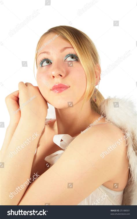 Portrait Blonde Girl Angels Costume Stock Photo Shutterstock