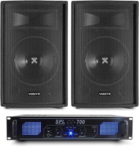 VONYX 2x SL10 10 DJ Party Speakers Amplifier Cables Disco System