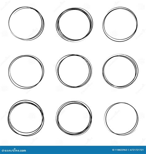 Creative Vector Illustration Of Hand Drawning Circle Line Sketch Set