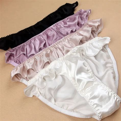 Ruffle Pure Silk Solid Panties Women Mulberry Silk Antibiotic Sexy