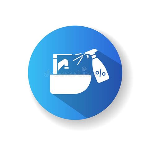 Sink Tap Disinfection Blue Flat Design Long Shadow Glyph Icon Stock