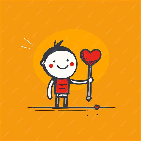 Minimalist Stick Figure Worker With Tool And Heart For Labour Day