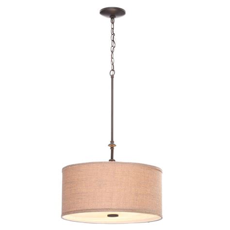 Hampton Bay Quincy Light Oil Rubbed Bronze Drum Pendant With Burlap