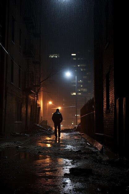 Premium AI Image | photograph of a dark chicago alley in a dark rainy mood with an explosion in ...