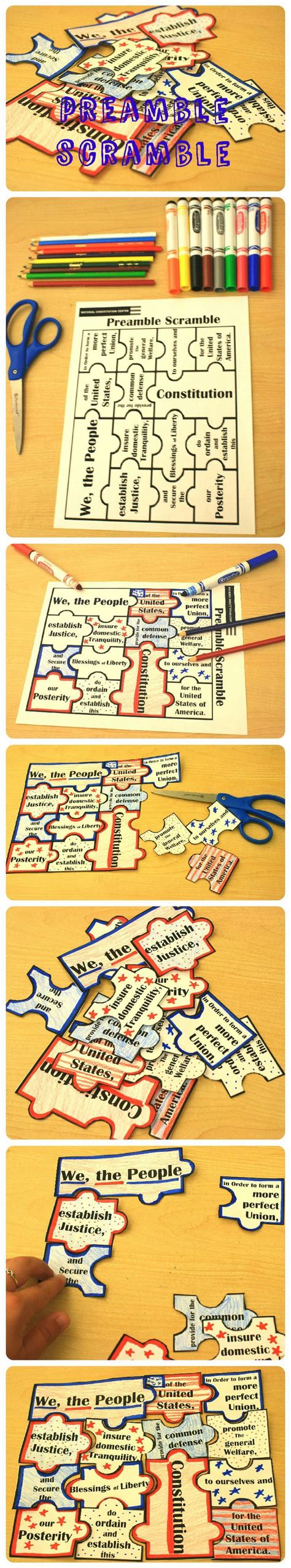 Preamble Scramble Social Studies Elementary Teaching Social Studies