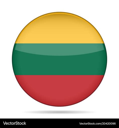 Flag of lithuania shiny round button Royalty Free Vector