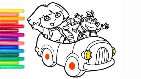 Coloring Dora The Explorer Coloring Page Colored Markers Youtube