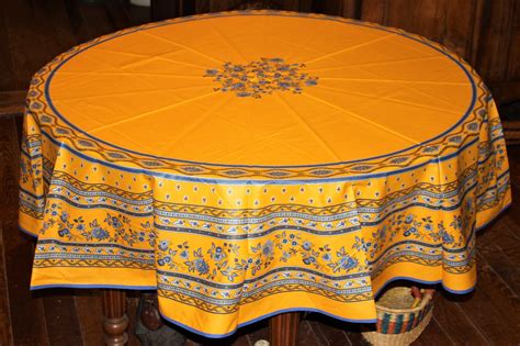 70 French Cotton Round Tablecloth Avignon (Yellow)