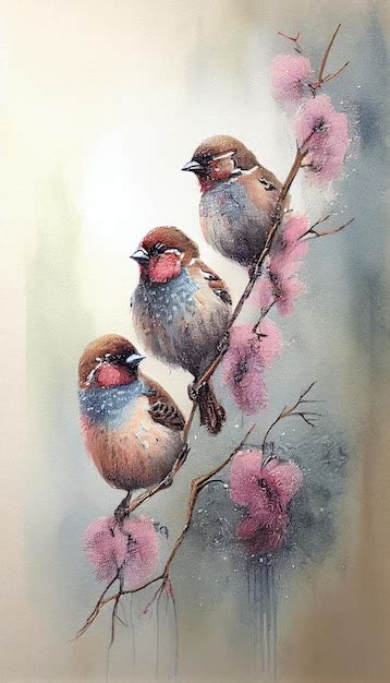 Premium AI Image | A watercolor painting of birds on a branch