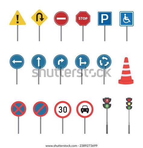 Collection Traffic Road Signs Symbols Stock Vector (Royalty Free ...