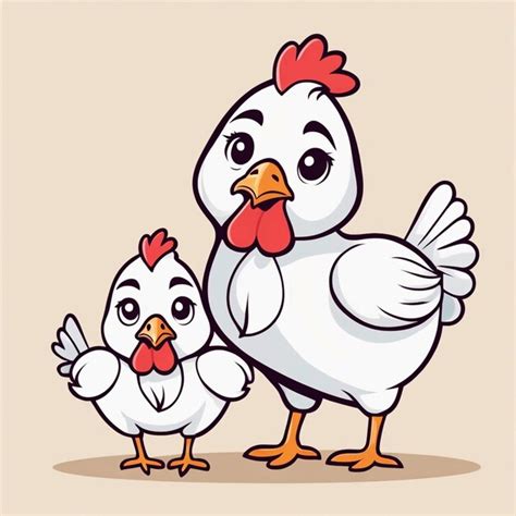 Lindo Pollo Madre Con Ilustraciones Vectoriales De Dibujos Animados De