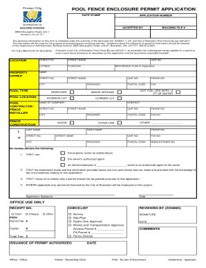 Fillable Online Brampton Pool Fence Enclosure Application Form