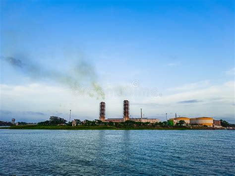 High Pollution from Power Plant. Power Plant on the Coast. Ecology ...