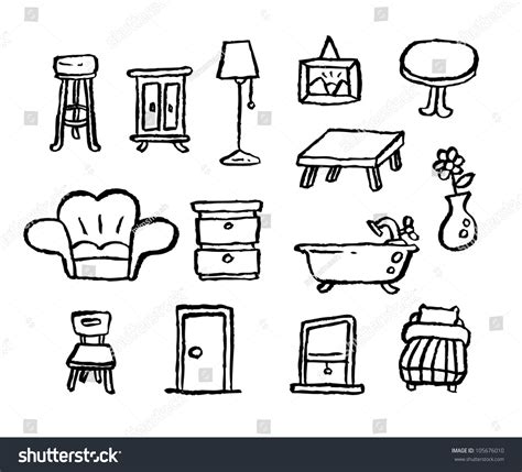 Doodle Series Furniture Stock Vector Illustration