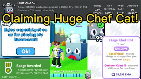 Claiming Huge Chef Cat Roblox Pet Simulator X YouTube