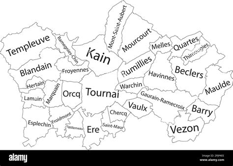 Carte Des Municipalit S De Tournai Belgique Image Vectorielle Stock