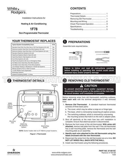 White Rodgers Thermostat 1f78 144 Manual