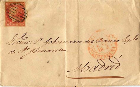 España 1er Centenario Cartas 1852 Correo Nº 00012 Carta CA