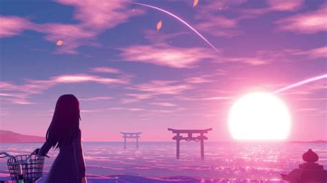 Anime Girl Sunset